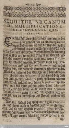 SEQUITUR ARCANUM DE MULTIPLICATIONE PHILOSOPHICA IN QUALITATE.