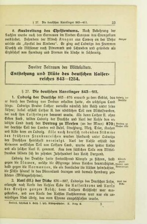 Zweiter Zeitraum. Entstehung und Blüte des deutschen Kaisereiches 843-1254