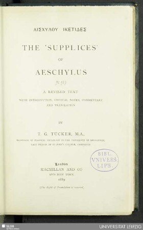 The 'Supplices' of Aeschylus