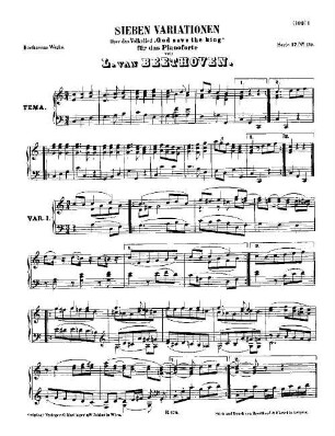 Beethoven's Werke. 179 = Serie 17: Variationen für das Pianoforte, 7 Variationen über das Volkslied "God save the King" : [WoO 78]