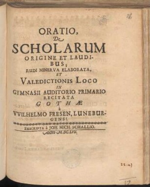 Oratio De Scholarum Origine Et Laudibus