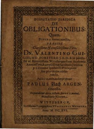 Disputatio Juridica De Obligationibus