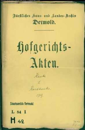 Hanke, Heinrich zu Hohenhausen gegen Kord Hanke zu Hohenhausen - Leibzucht