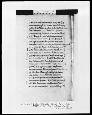 Evangeliar aus St. Pantaleon, Köln — Capitulare-Seite, Folio fol. 225v