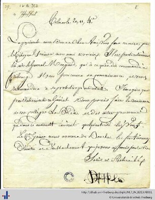 Nachlass J. G. Jacobi (NL 7/IV B 353) : Briefwechsel Pfeffel - Jacobi