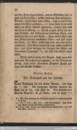 Dritte Fabel. Die Nachtigall und der Habicht