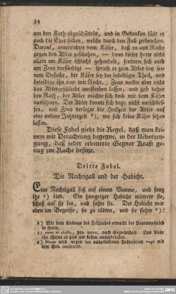 Dritte Fabel. Die Nachtigall und der Habicht