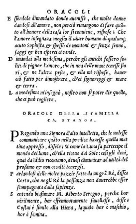 Oracoli Della S. Camilla Ca. Stanga.