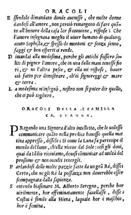 Oracoli Della S. Camilla Ca. Stanga.