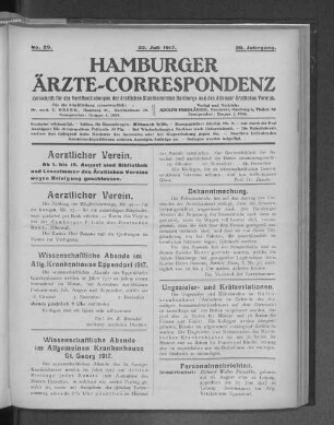 Wissenschaftliche Abende im Allg. Krankenhause Eppendorf 1917.