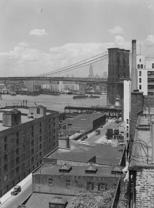 New York, Blick von Brooklyn zur Brooklyn Bridge