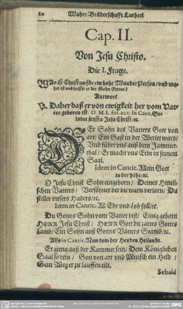 Cap. II. Von Jesu Christo