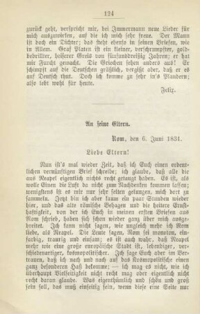 An seine Eltern. Rom, den 6. Juni 1831