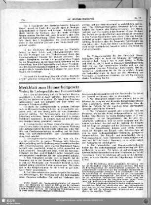 Merkblatt zum Heimarbeitgesetz