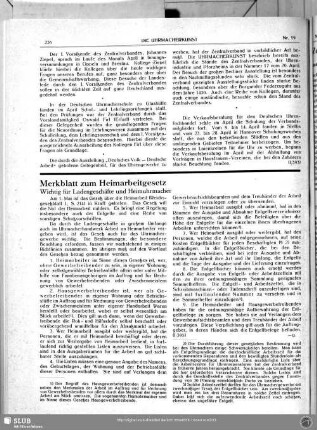 Merkblatt zum Heimarbeitgesetz