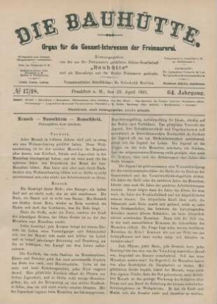 No 17/18. Frankfurt a. M., den 23. April 1921. 64. Jahrgang.