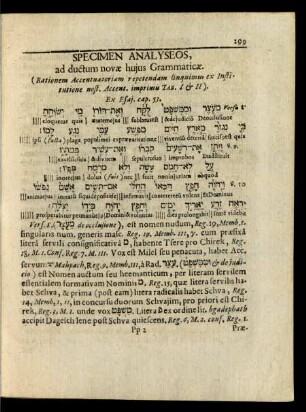 Specimen Analyseos, ad ductum novae huius Grammaticae