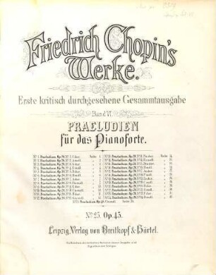 Friedrich Chopin's Werke, 6. Praeludien für das Pianoforte