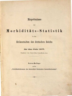 Veröffentlichungen des Kaiserlichen Gesundheitsamts. 1. 1877, Extra-Beilage