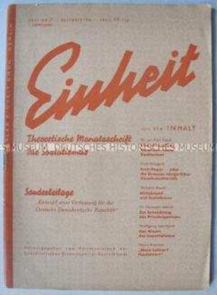 Theoretische Monatszeitschrift des Parteivorstandes der SED "Einheit" u.a. zur Rolle des Mittelstandes