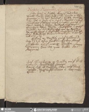 Nostitz: Majorats-Errichtungen