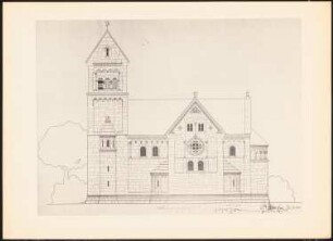 Kirche: Seitenansicht (aus: Drucke von Seminararbeiten der Königlich Technischen Hochschule Berlin, Bd. I)
