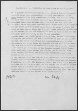 Ohnastetten: Visitationsbericht mit Pfarrbericht 1960