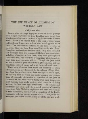 The influence of Judaism on western law.