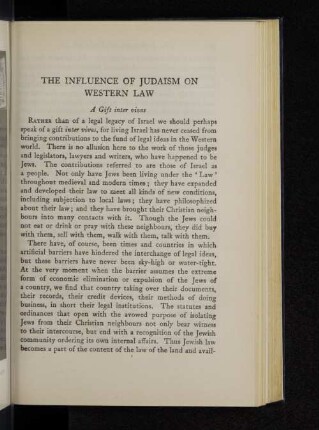 The influence of Judaism on western law.