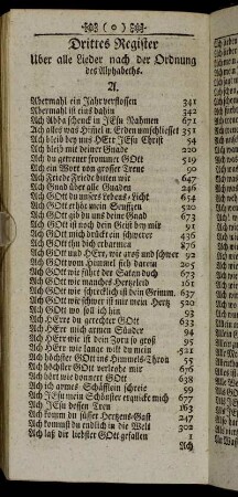 Drittes Register uber alle Lieder nach der Ordnung des Alphabeths