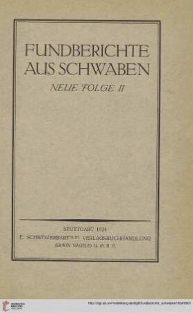 N.F. 2: Fundberichte aus Schwaben