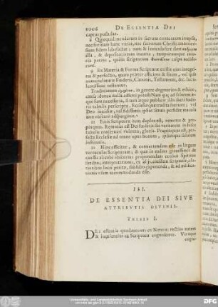III. De Essentia Dei Sive Attributis Divinis.