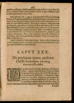 Caput XXX. De praesentia totius personae Christi secundum utramque naturam in Ecclesia.