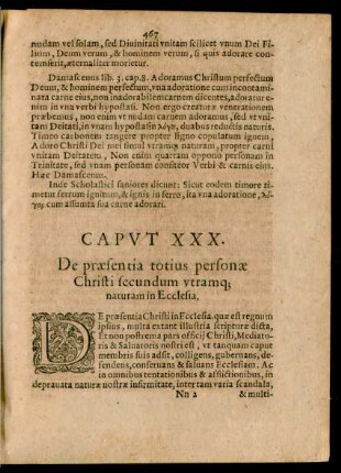 Caput XXX. De praesentia totius personae Christi secundum utramque naturam in Ecclesia.