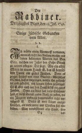Dreyßigstes Blatt, den 28. Julii, 1742.