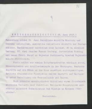 46 Kriegsnachrichten 25. Juni 1915
