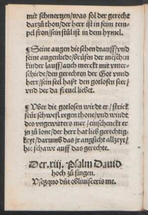 Der .xiij. Psalm Dauid || hoch zu° singen. || Vsqzquo d[omi]ne obliuisceris me. ||