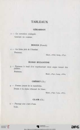 Tableaux  (Nr. 1-18)