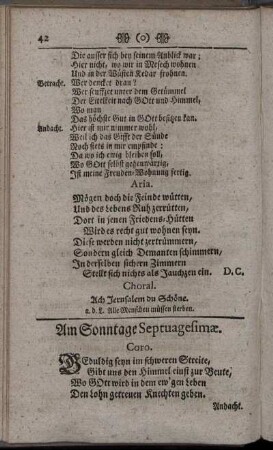 Am Sonntage Septuagesimæ – Am VI. Sonntage in der Fasten
