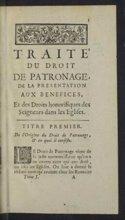 Traité du droit de patronage