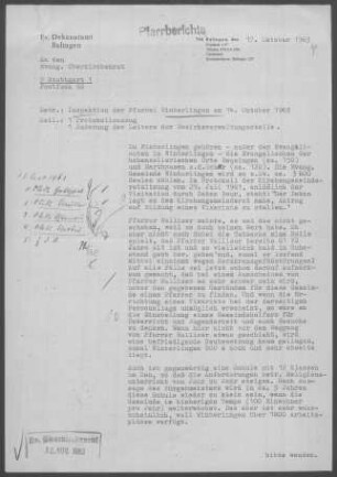 Winterlingen mit Benzingen und Harthausen/Scher: Inspektionsbericht 1963