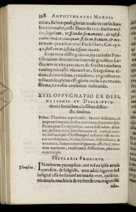 XVII. Oppugnatio Ex Definitionis Et Descriptiotionis limitibus, classibus distincta duabus.