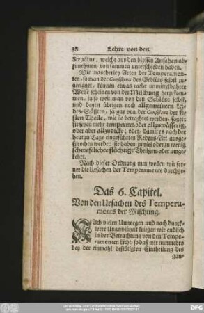 Das 6. Capitel. Von den Ursachen des Temperaments der Mischung.