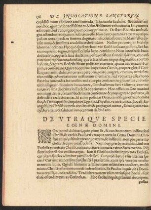 De Utraque Specie Coenae Domini.