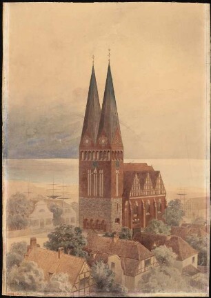Neue evangelische Kirche, Neufahrwasser: Perspektivische Ansicht