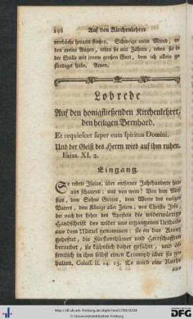 Auf den honigfließenden Kirchenlehrer, den heiligen Bernhard.