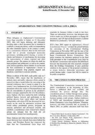 Afghanistan : the constitutional Loya Jirga