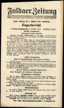 Ausgabe vom Samstag, den 07. Oktober 1916.
