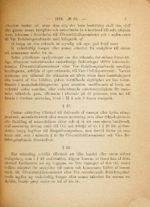 Svensk författningssamling, 1879, Nr. 30