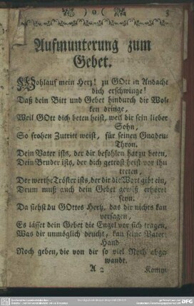 Aufmunterung zum Gebet
